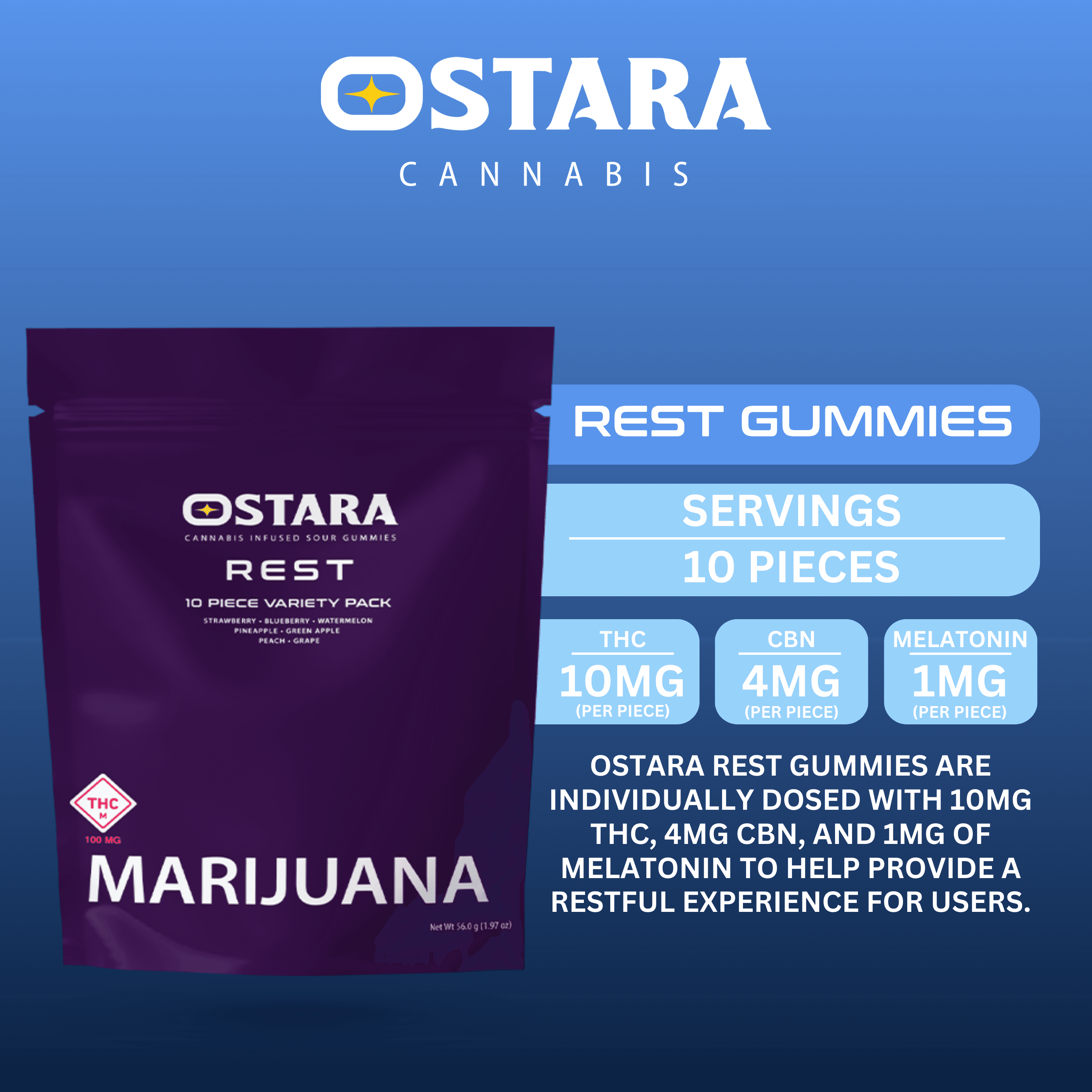 Ostara Rest | Sour Variety Pack Gummies | 100mg (10pcs)