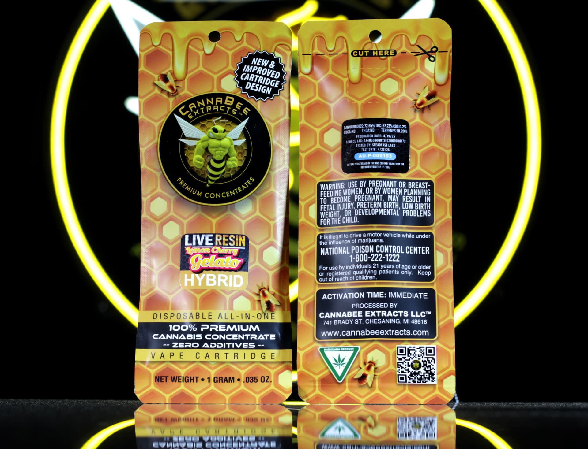 CannaBee Extracts Lemon Cherry Gelato | 1g Live Resin Disposable Vape