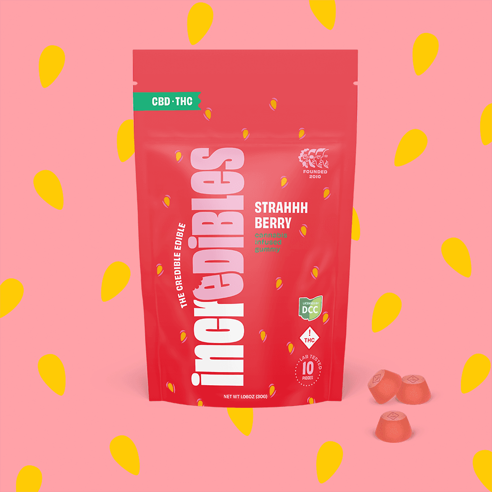 Incredibles: 1:1 Strahhhberry + CBD (10pk) 100mg THC/ 100mg CBD