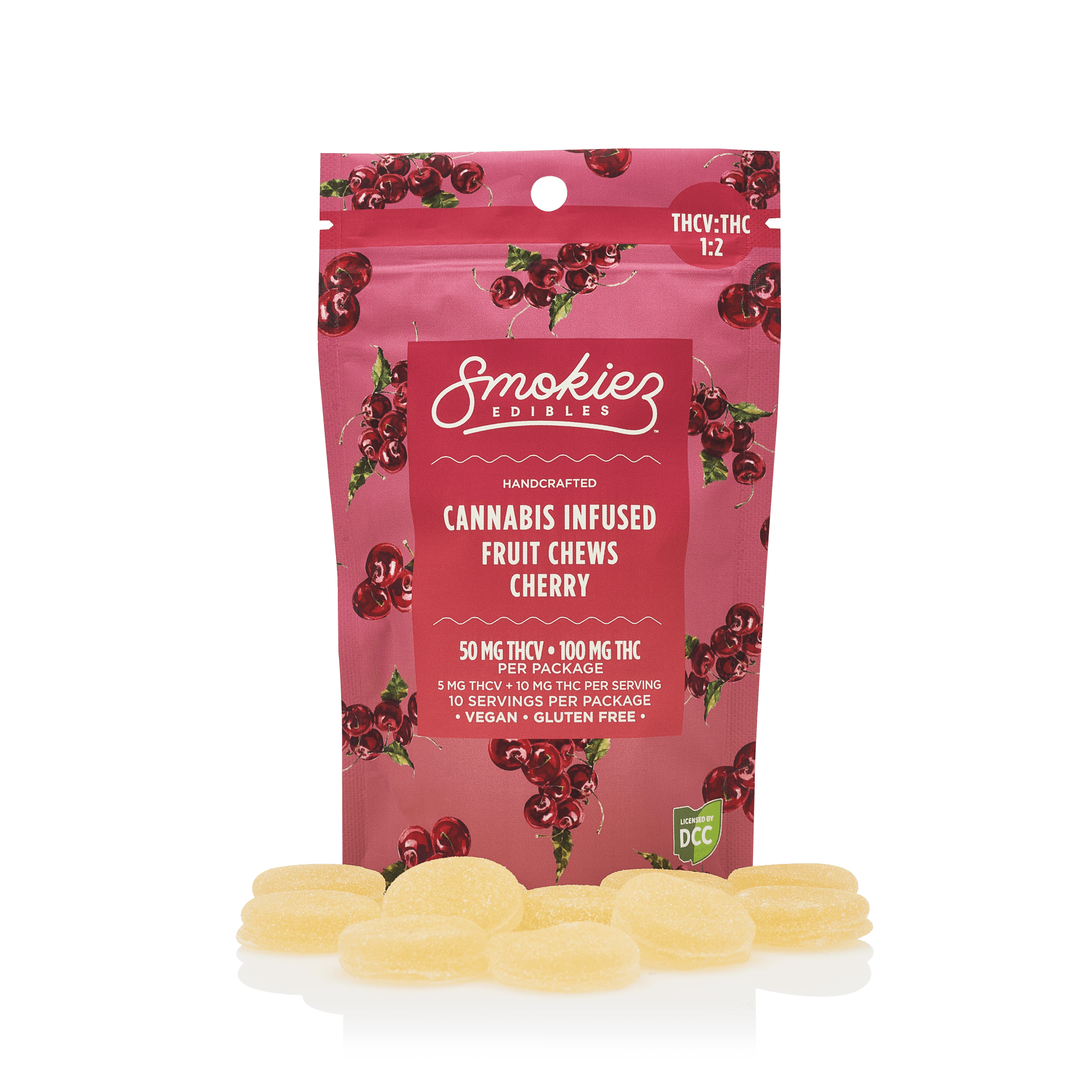 Smokiez | Sour Cherry 1:2 THCV 10pc | 100mg Fruit Chews