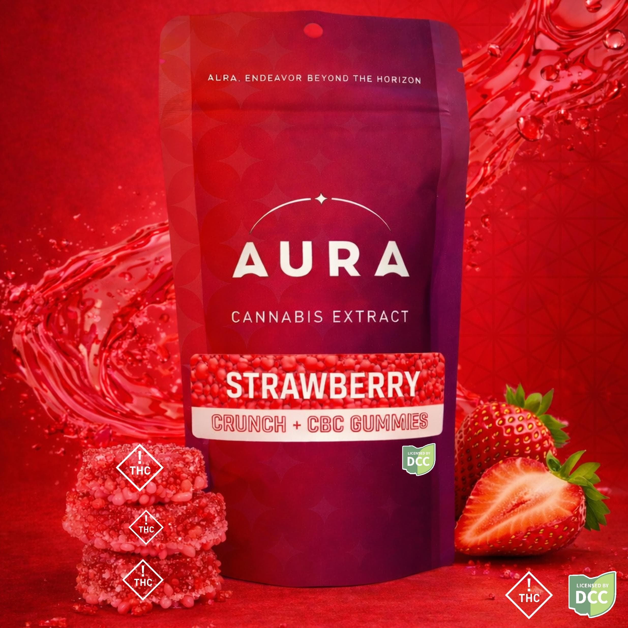 Aura - Strawberry Crunch + CBC Gummies - 9ct - 96mg