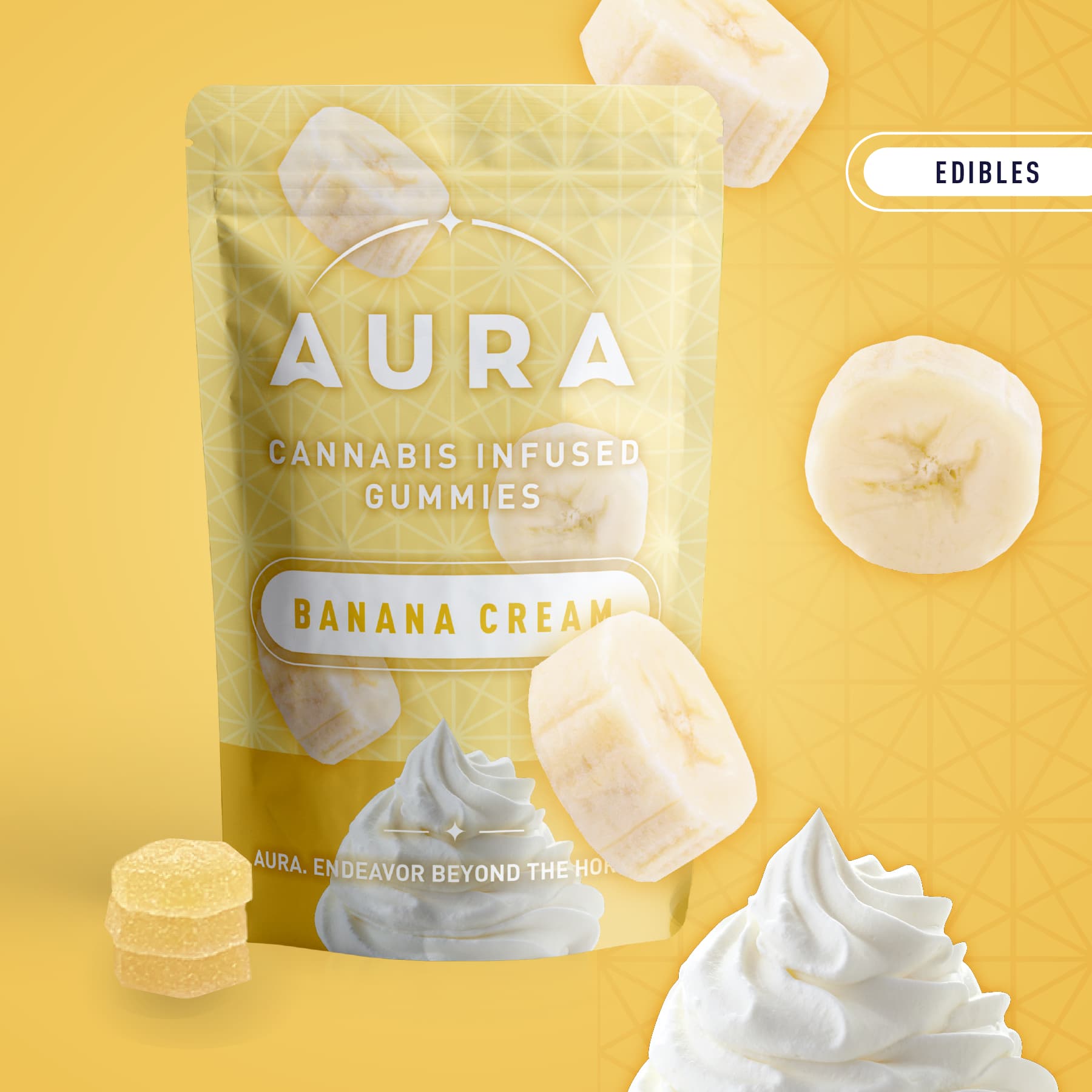Aura | Banana Cream 3:1 CBC Gummies | 110mg 12pk