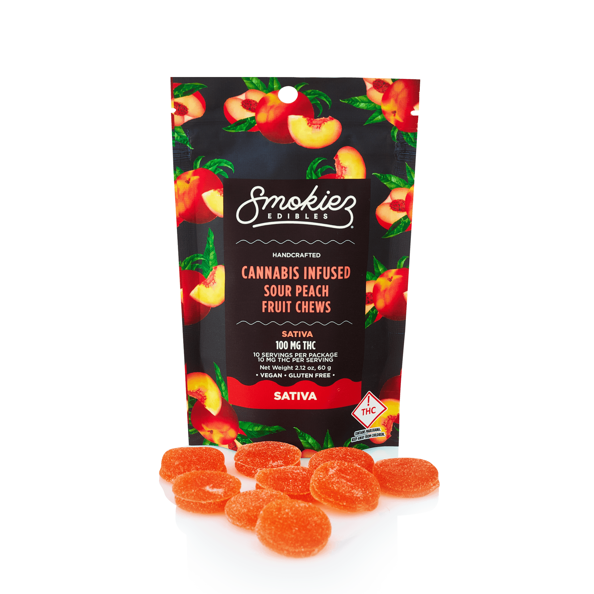 Sour Peach Fruit Chews 10pk - 475604