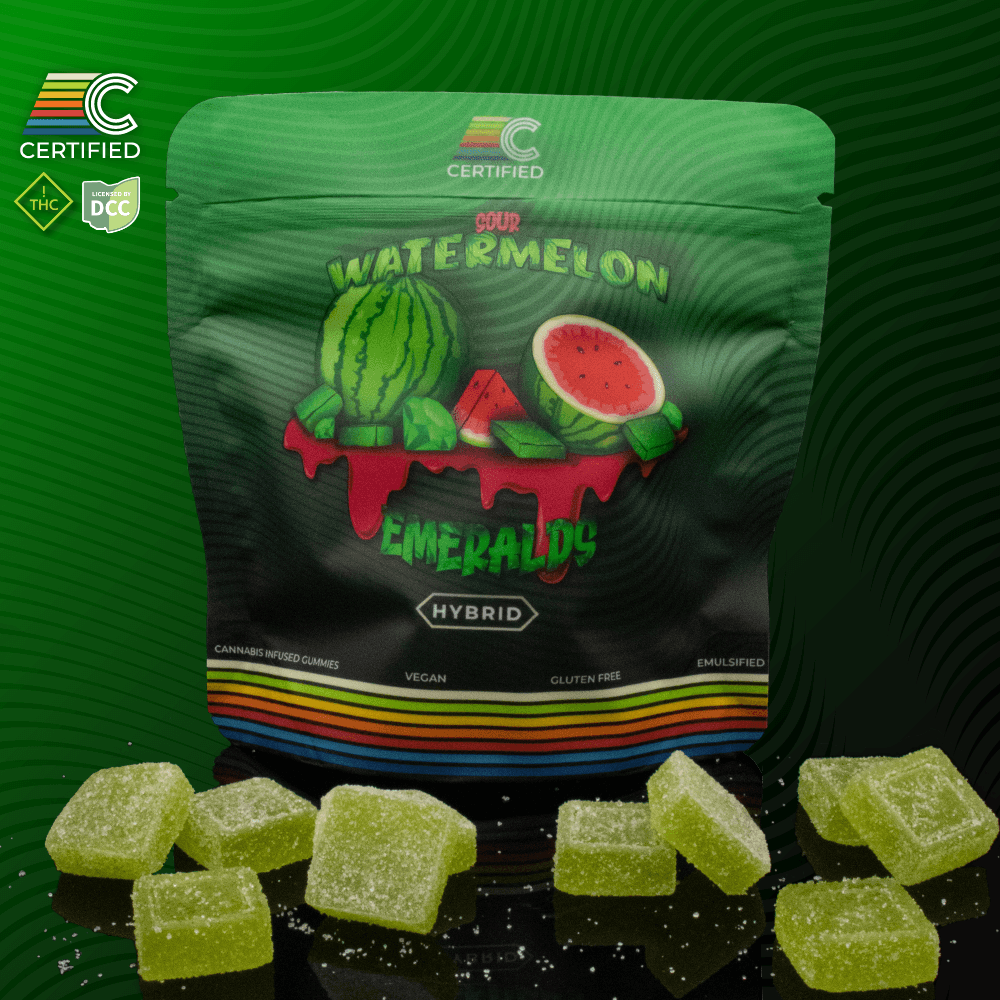 Certified: Sour Watermelon Emeralds - Gummies 10pk 100mg