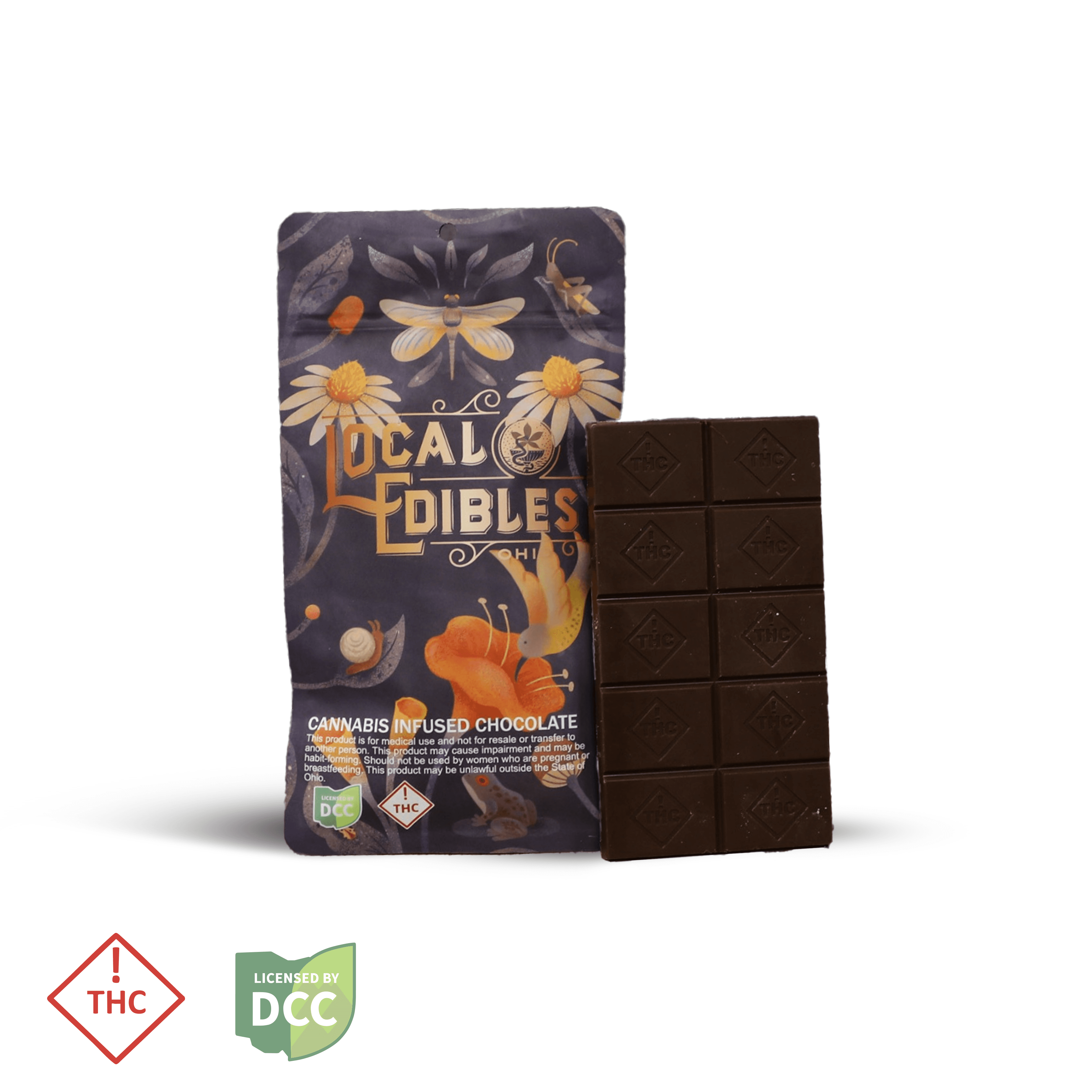 Local Edibles | Dark Chocolate 1:1 CBG 10 pc | 220mg Chocolate Bar