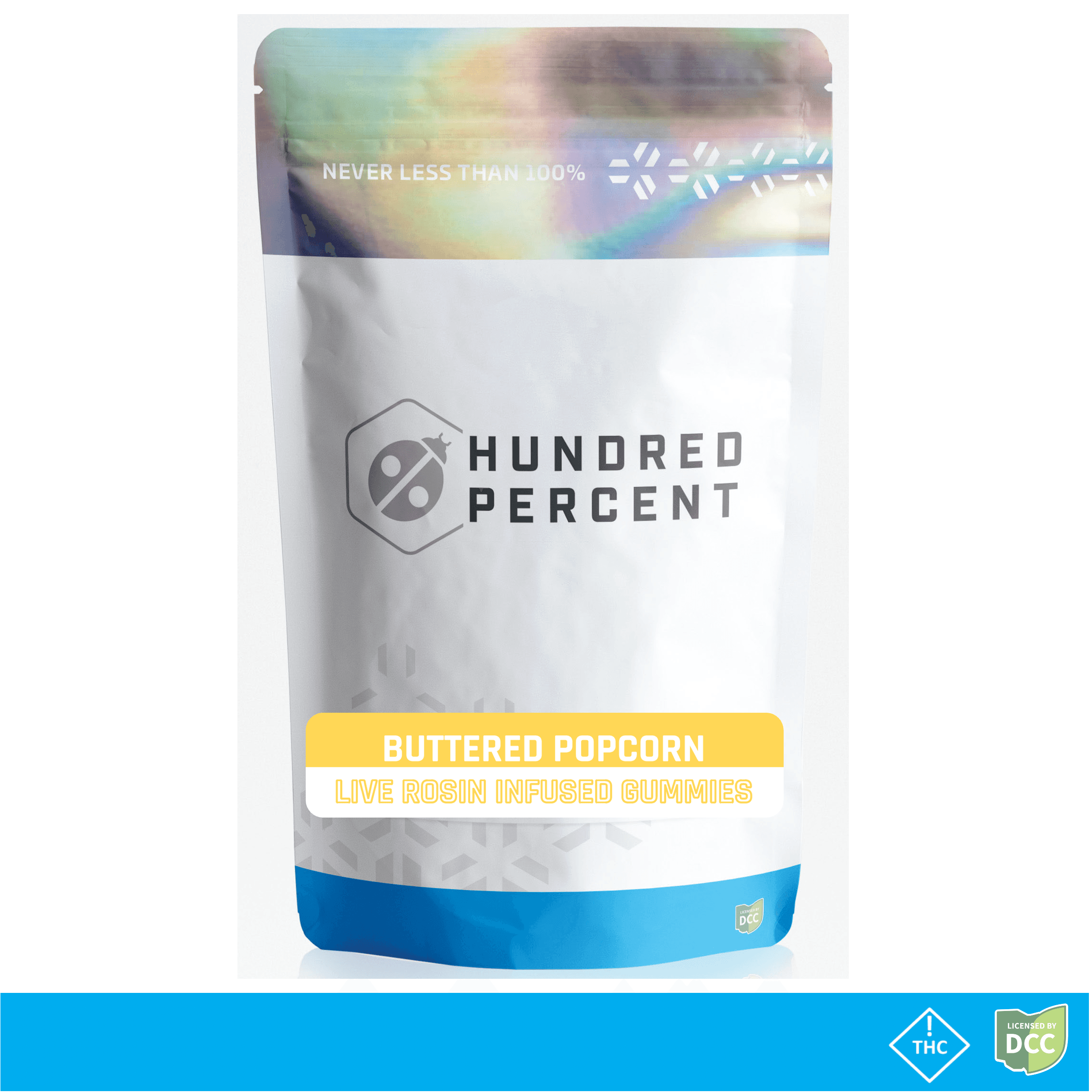 Hundred Percent Labs | Buttered Popcorn 11pc | 110mg Live Rosin Gummies