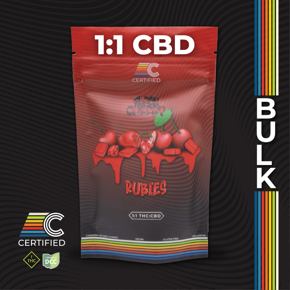 Certified | Black Cherry Rubies 1:1 CBD 60pk | 330mg Gummies
