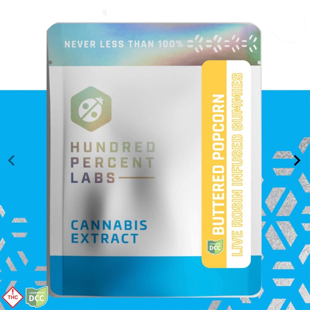 Hundred Percent Labs: Buttered Popcorn Gummies - Live Rosin 110mg