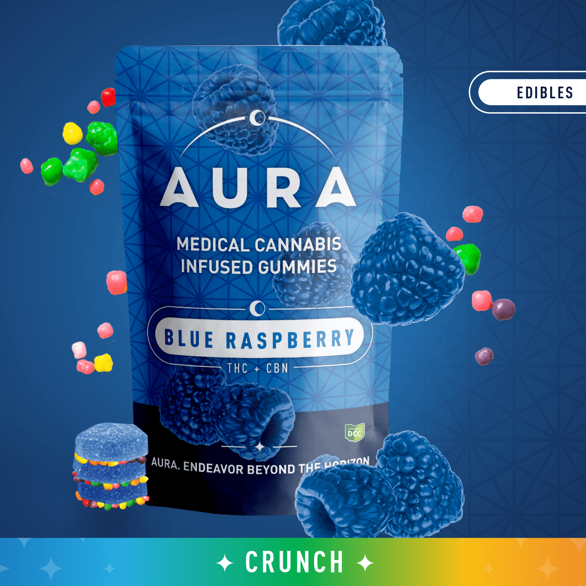 Blue Raspberry CRUNCH + CBN Gummies (550mg)