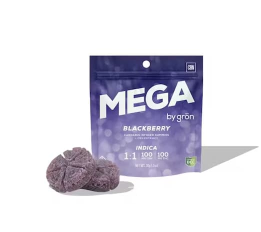 Grön | Gummies | Mega Pearl | Blackberry 1:1 CBN:THC | 100mg | 2 Pieces