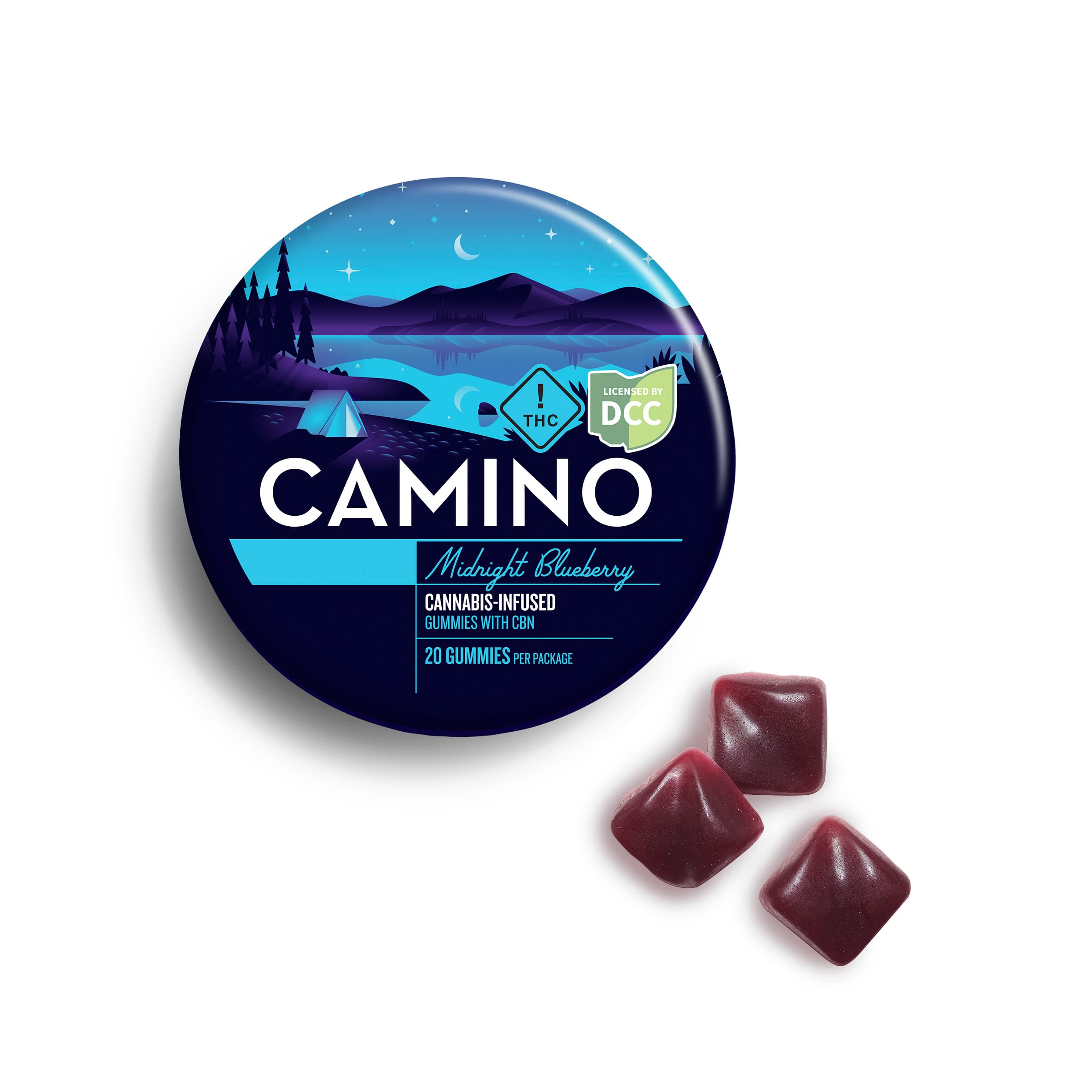Camino | Midnight Blueberry 5:1 THC:CBN 20pcs | 500mg Gummies