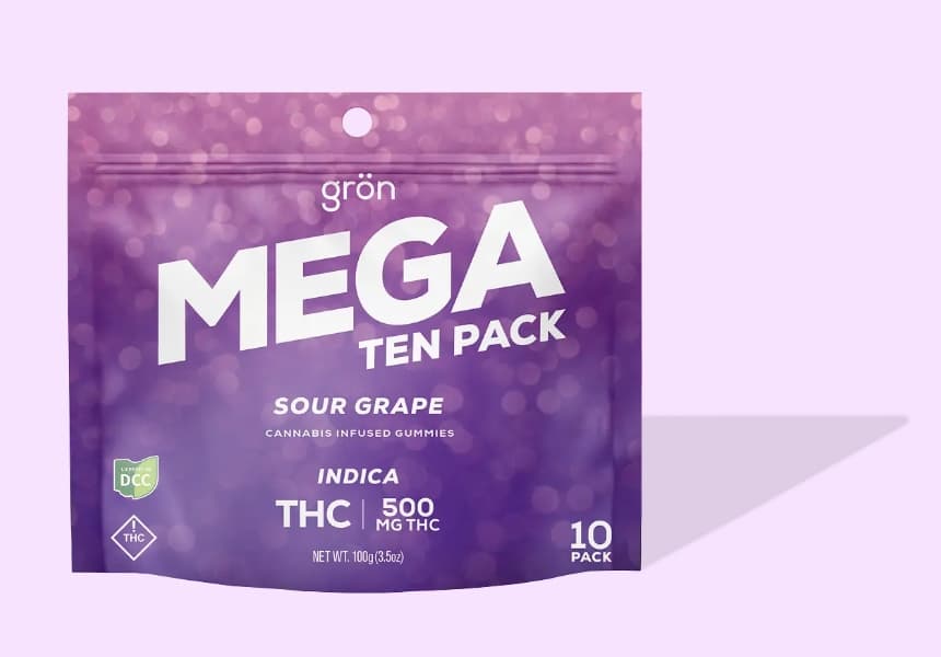 Gron | Gummy | Mega Pearls | Sour Grape | 10pk | 500mg