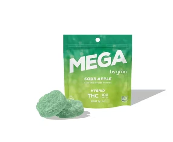 Grön | Gummies | Mega Pearl | Sour Apple | 100mg | 2 Pieces