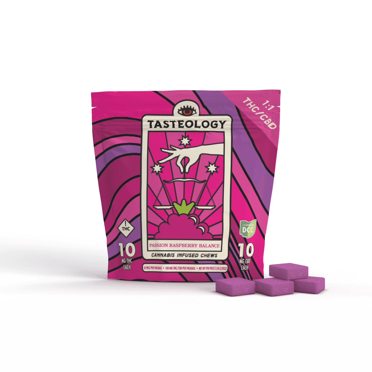 Tasteology: 1:1 THC:CBD Passion Raspberry - Gummies 10pk 100mg