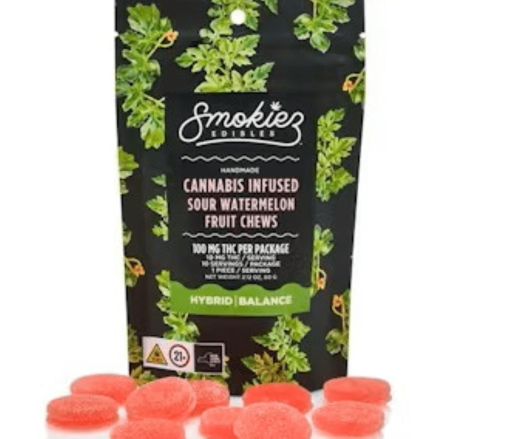 Sour Watermelon Hybrid  100mg THC Fruit Chews