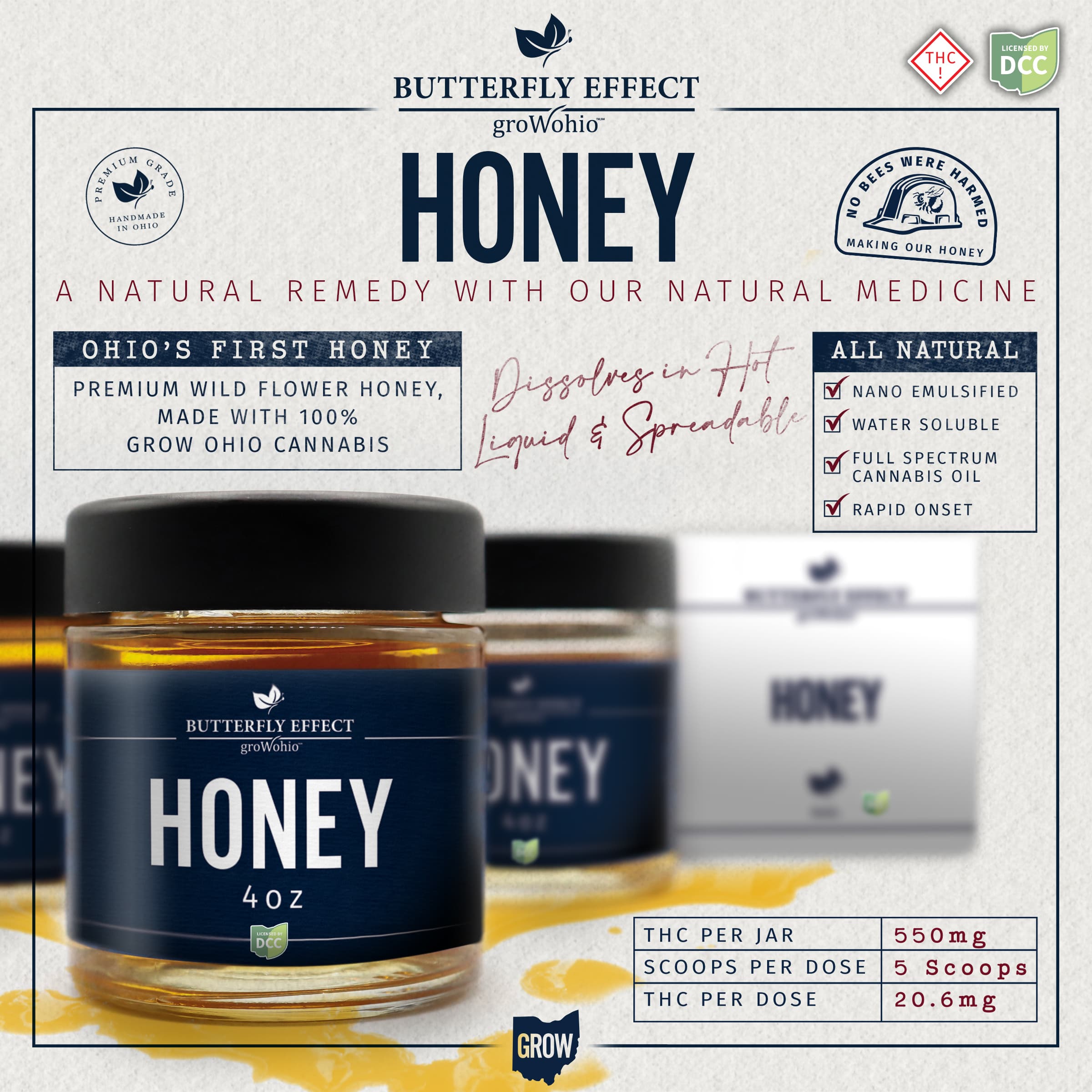 Butterfly Effect | Honey | 550mg | 4oz