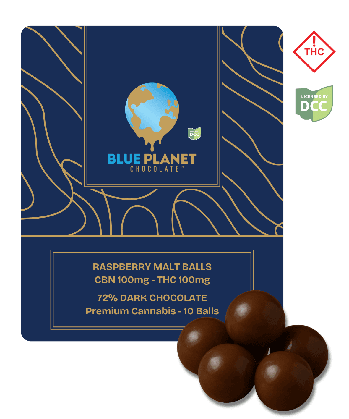 1:1 (CBN:THC) Dark Chocolate Raspberry Malt Balls | 10PK | [100mg]