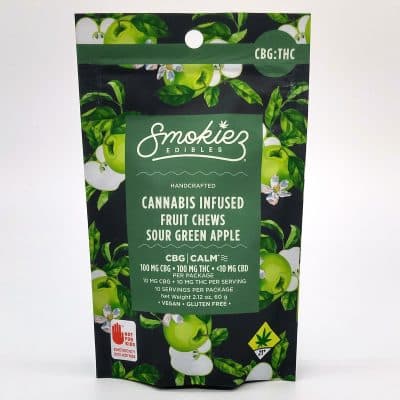 Sour Green Apple + CBG Smokiez 100mg | 10pk