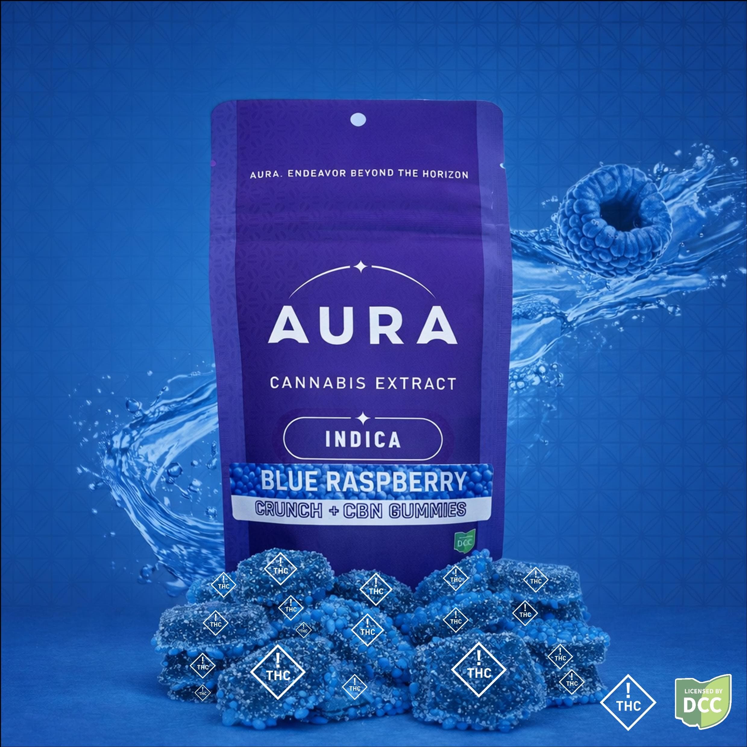 Aura - Blue Raspberry Crunch + CBN Gummies - 11ct - 550mg