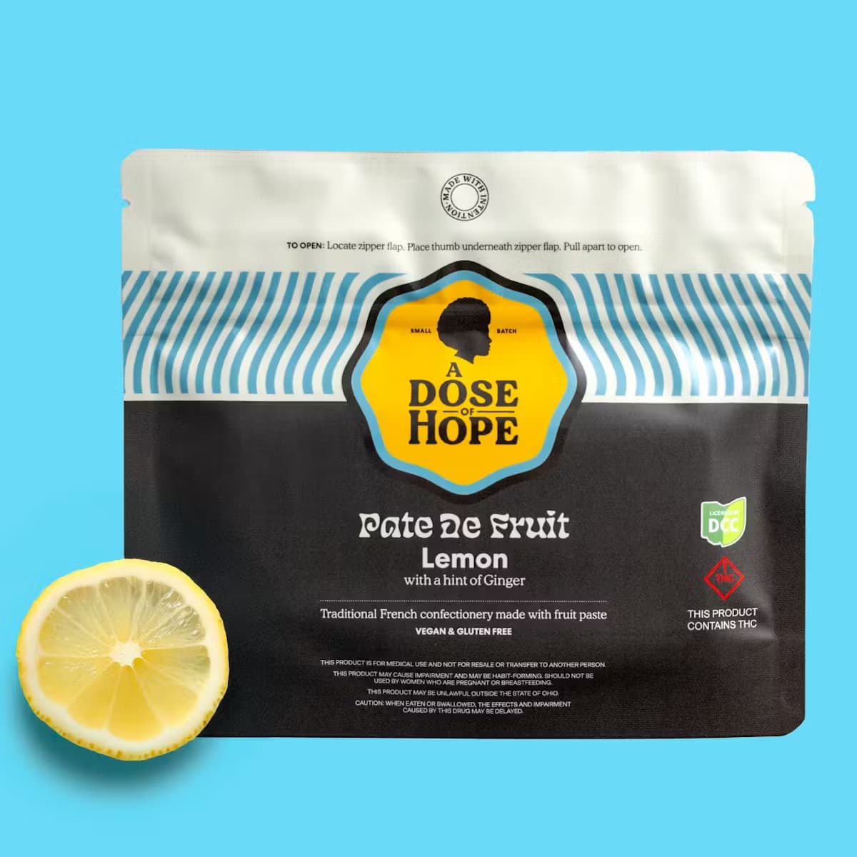 Lemon Ginger Pate De Fruit RSO Gummies 100mg (Hybrid) | A Dose of Hope