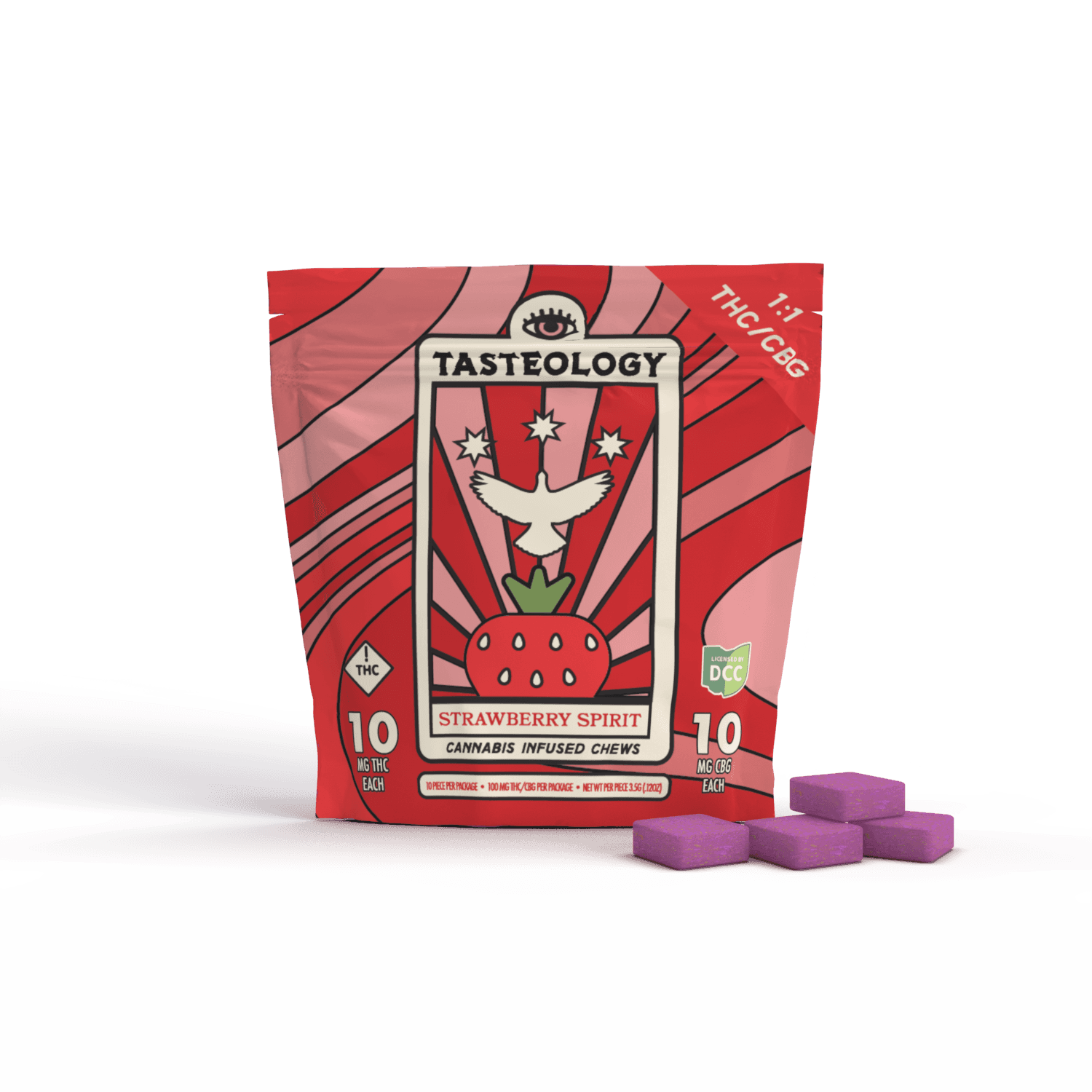 Tasteology: 1:1 THC:CBG Strawberry Spirit - Gummies 10pk 100mg