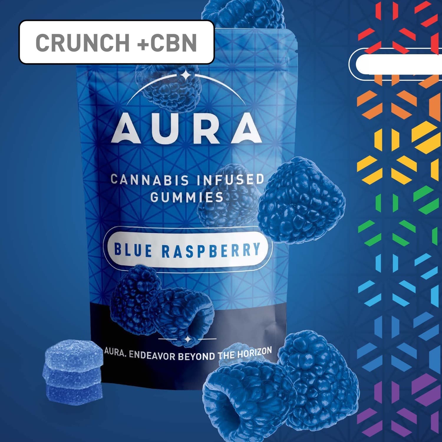 Aura | Blue Raspberry Crunch +CBN Gummies | 110mg 12pk