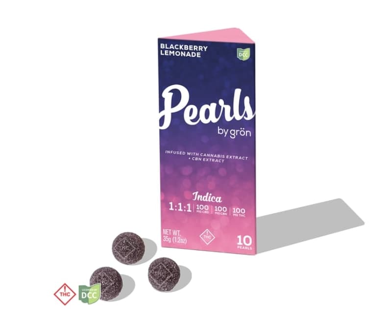 Grön | Gummies | Pearl | Blackberry Lemonade | 1:1:1 CBD:CBN:THC | 100mg | 10 Doses