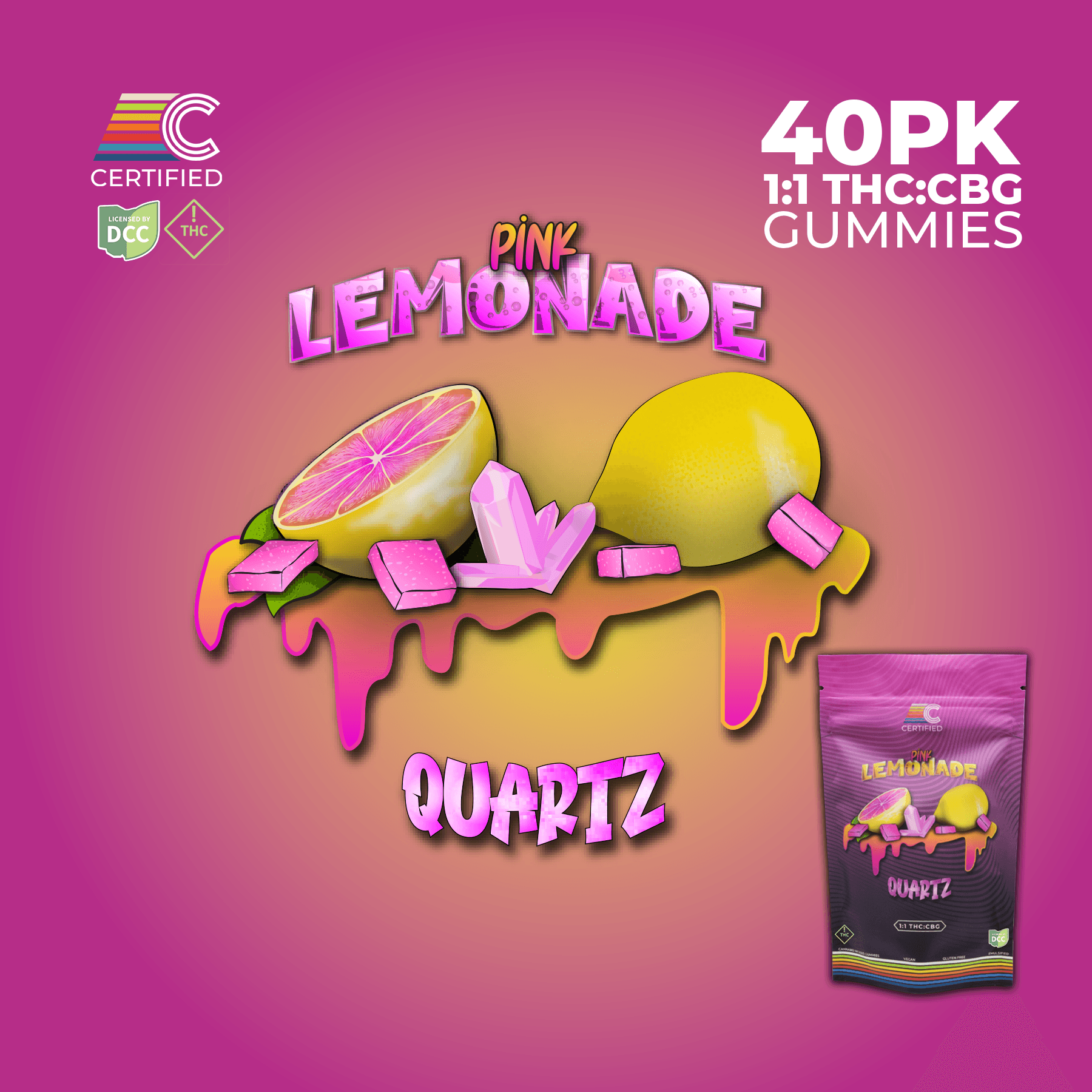 Pink Lemonade Quartz 1:1 THC:CBG 440mg -40pk
