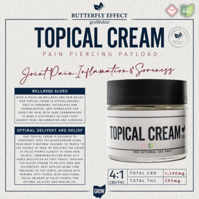 Butterfly Effect | Topical Cream 4:1 CBD:THC | 2oz