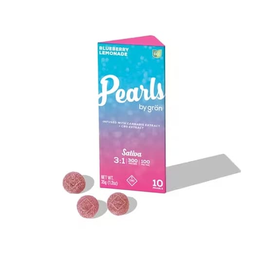 Grön | Gummies | Pearl | Blueberry Lemonade | 3:1 CBG:THC | 100mg | 10 Doses