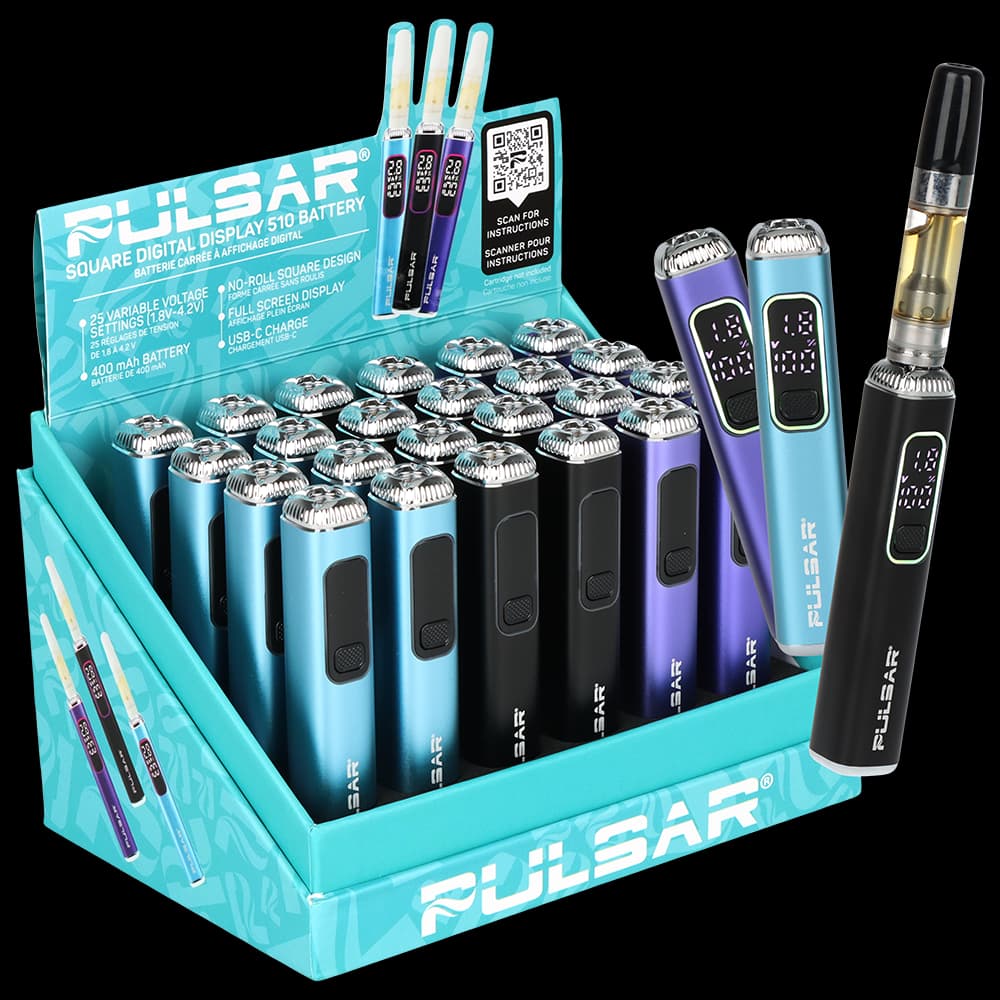 Pulsar Square Digital Display Vape Battery, Assorted Colors