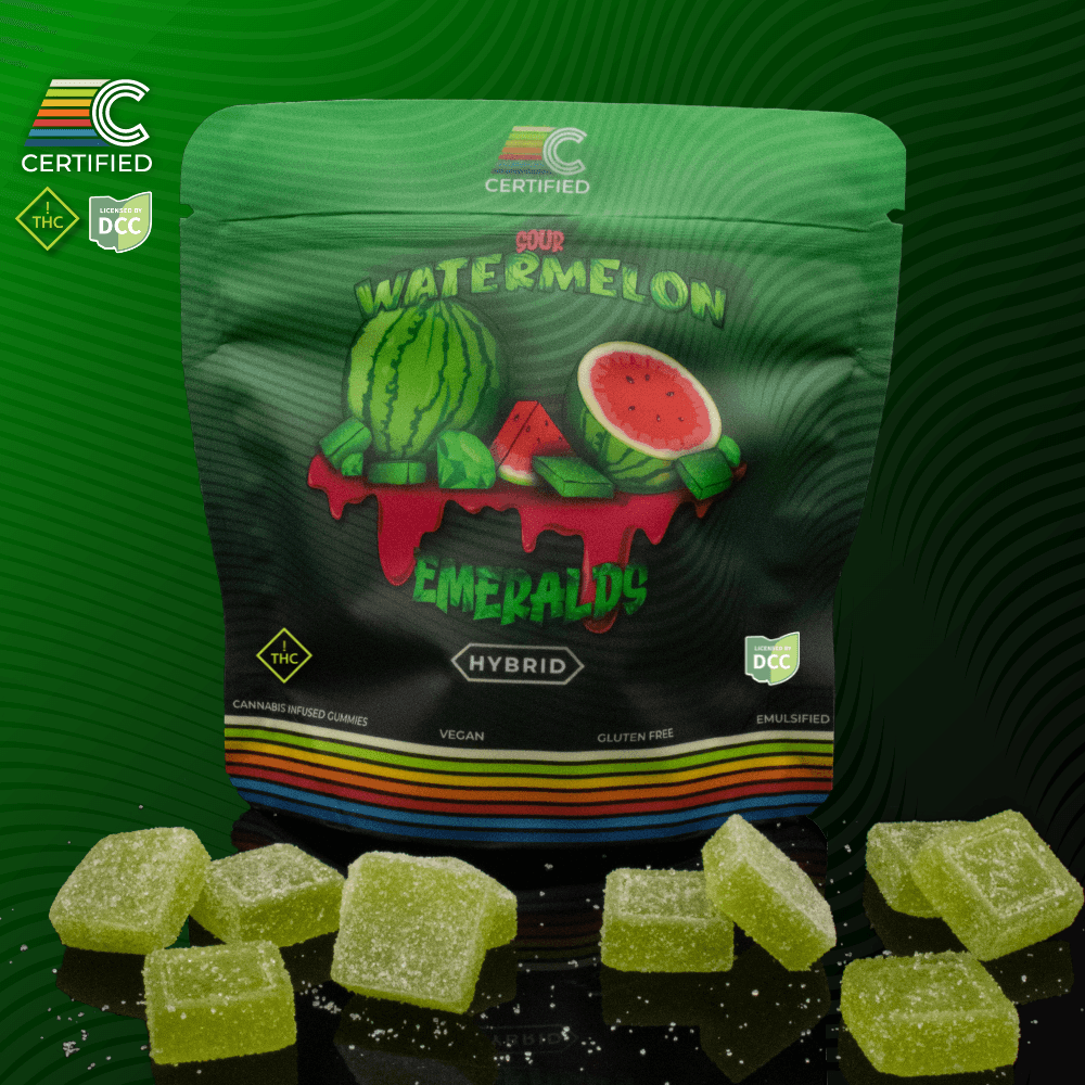 Certified - Sour Watermelon Emeralds - Gummies - 110mg (10pk) - Hybrid