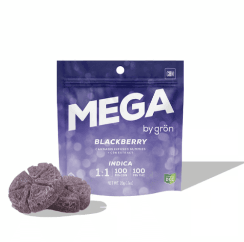 Gron - Blackberry 1:1 CBN Indica Mega Gummy Pearl - 10ct - 100mg