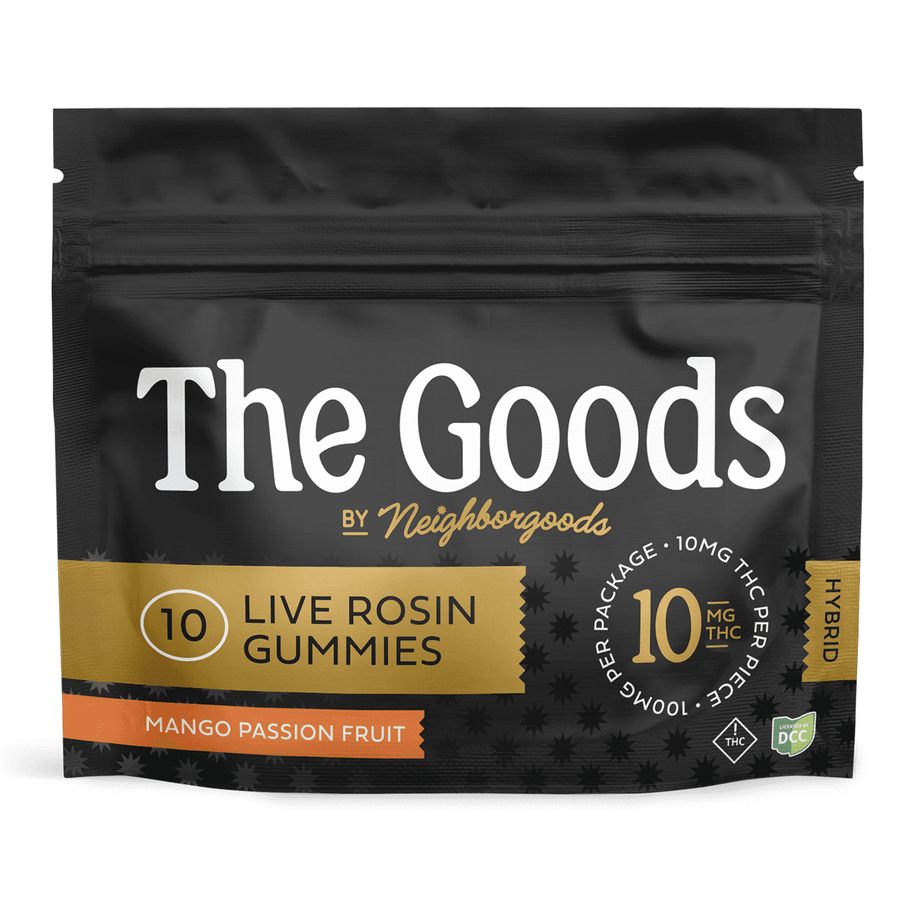Mango Passion Fruit - Live Rosin Gummies - 100mg (10pk) - Hybrid