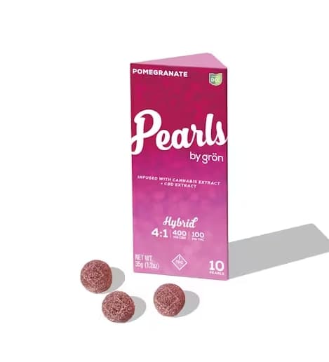 Grön | Gummies | Pearl | Pomegranate 4:1 CBD:THC | 100mg | 10 Doses