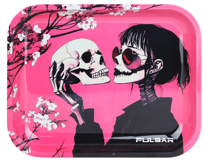 Pulsar Large Metal Rolling Tray | Sakura Skulls | 13"x11"