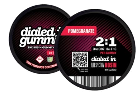 Pomegranate Relax | Live Rosin Gummies | 2:1 CBG:THC | 10 x 10mg