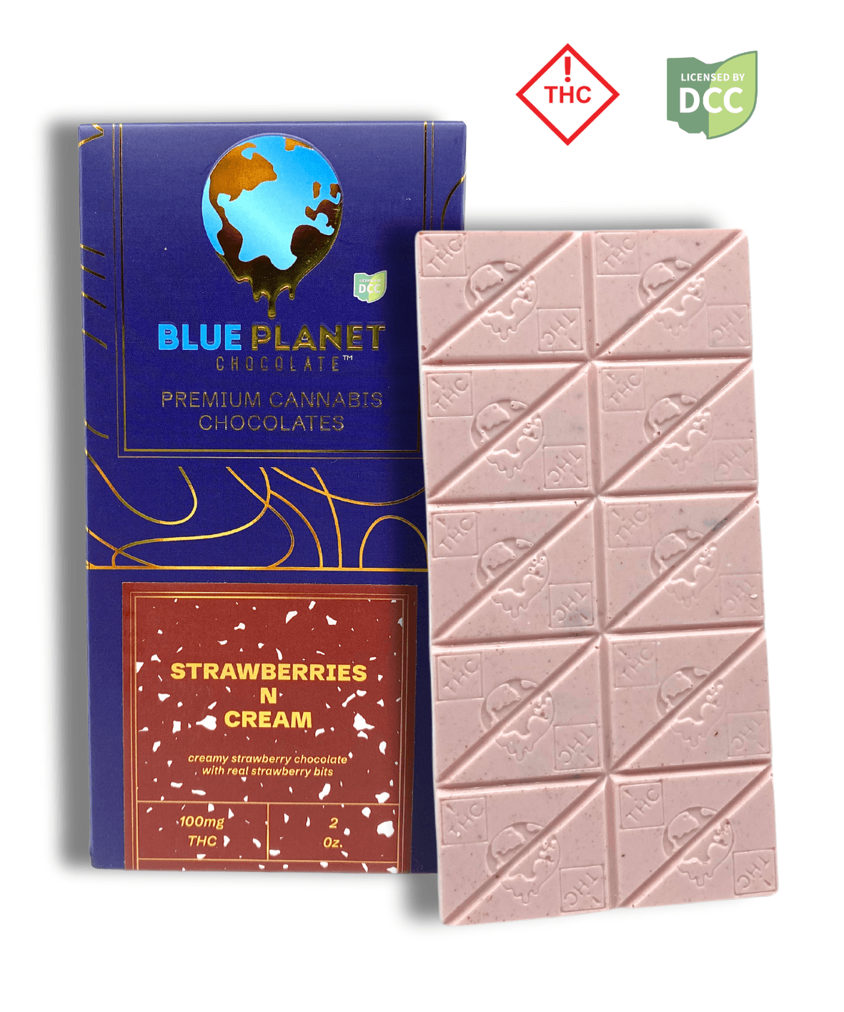 Blue Planet | Strawberries n' Cream 20pc | 100mg Chocolate Bar