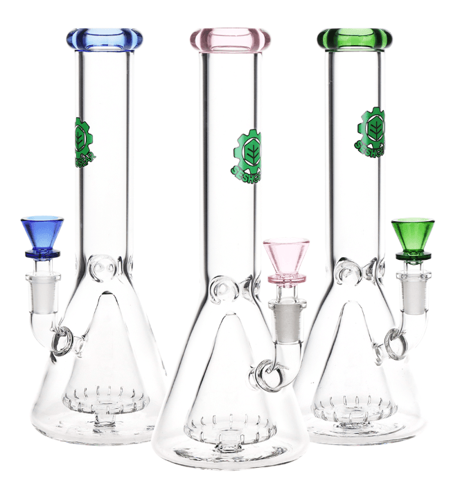 SeshGear Beaker Glass Water Pipe | 10" | 14mm F | Assorted Colors