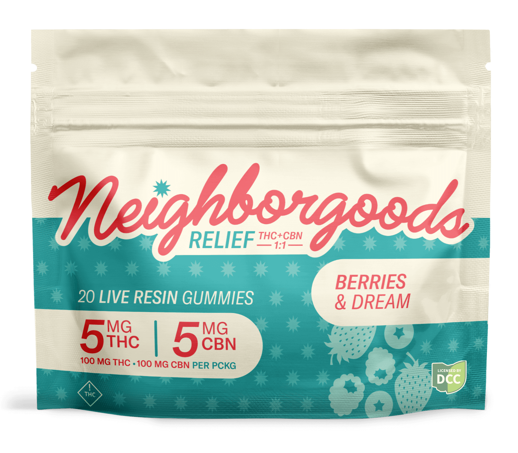 Neighborgoods | Berries and Dream 1:1 CBN |  110mg Live Resin Gummies
