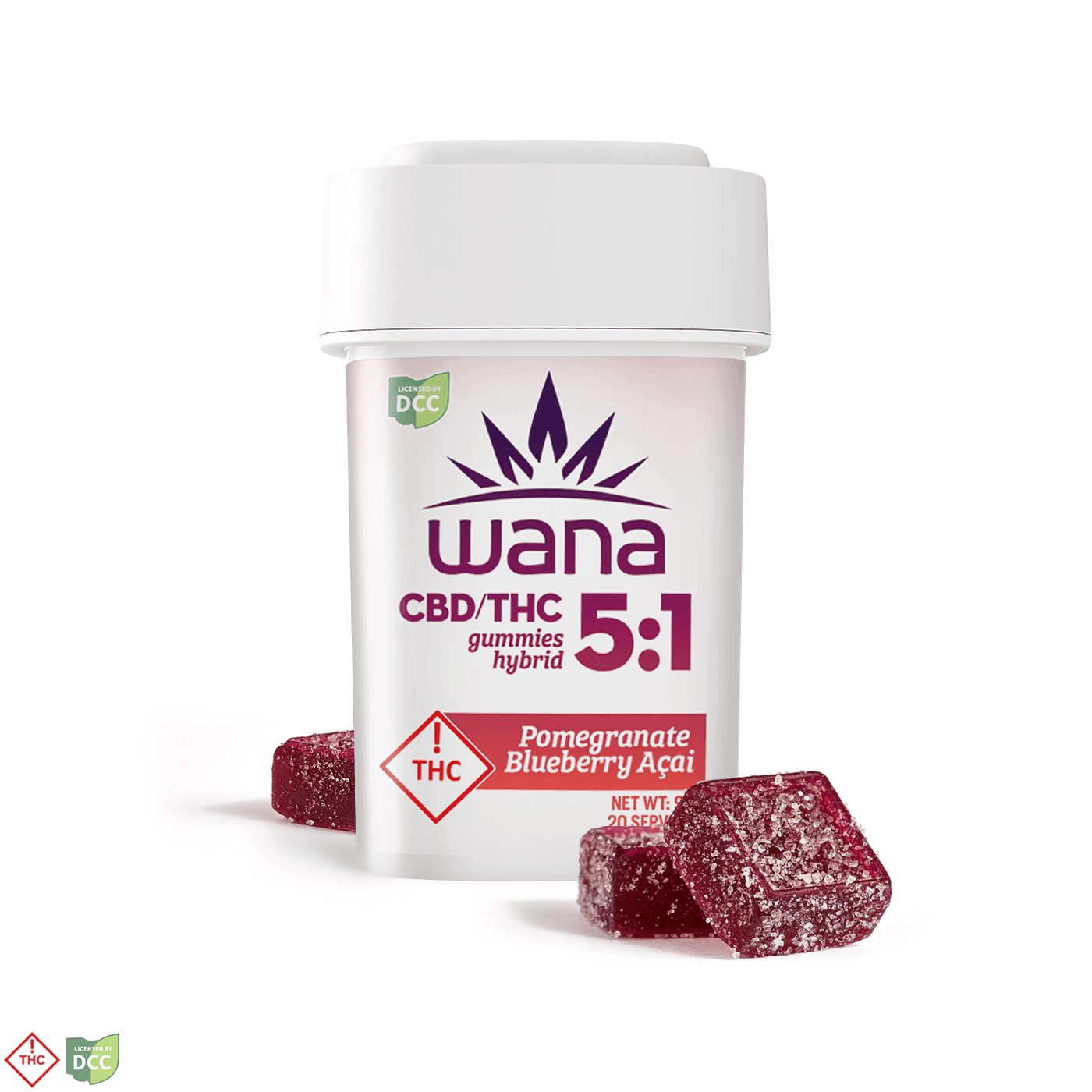 5:1 Pomegranate Blueberry Acai [20pk] (500mg CBD/100mg THC)