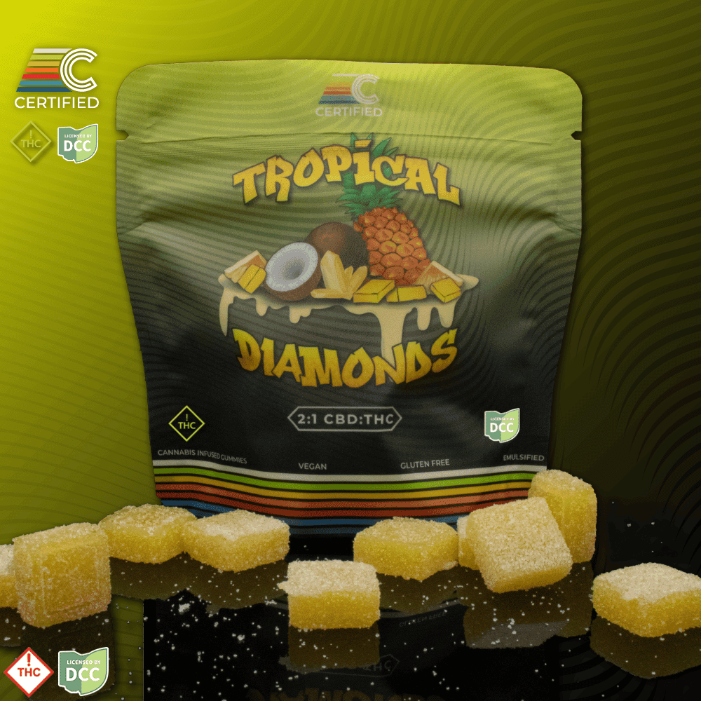 2:1 Tropical Diamond Gems (200mg CBD/100mg THC), 10 pieces