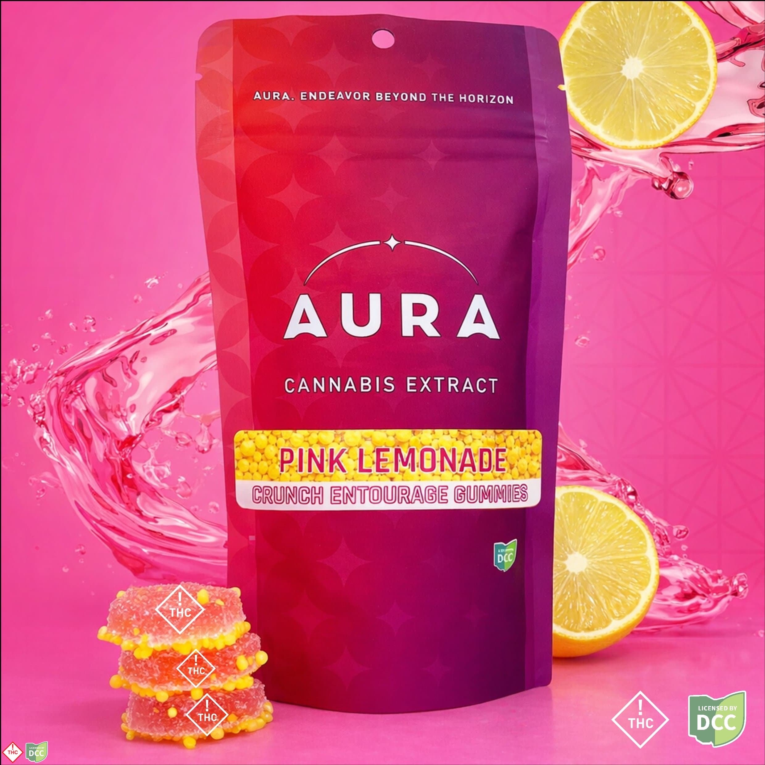 Pink Lemonade Crunch Entourage 4THC:1(CBG:CBN:CBD:CBC) Gummies [11pk] (550mg)