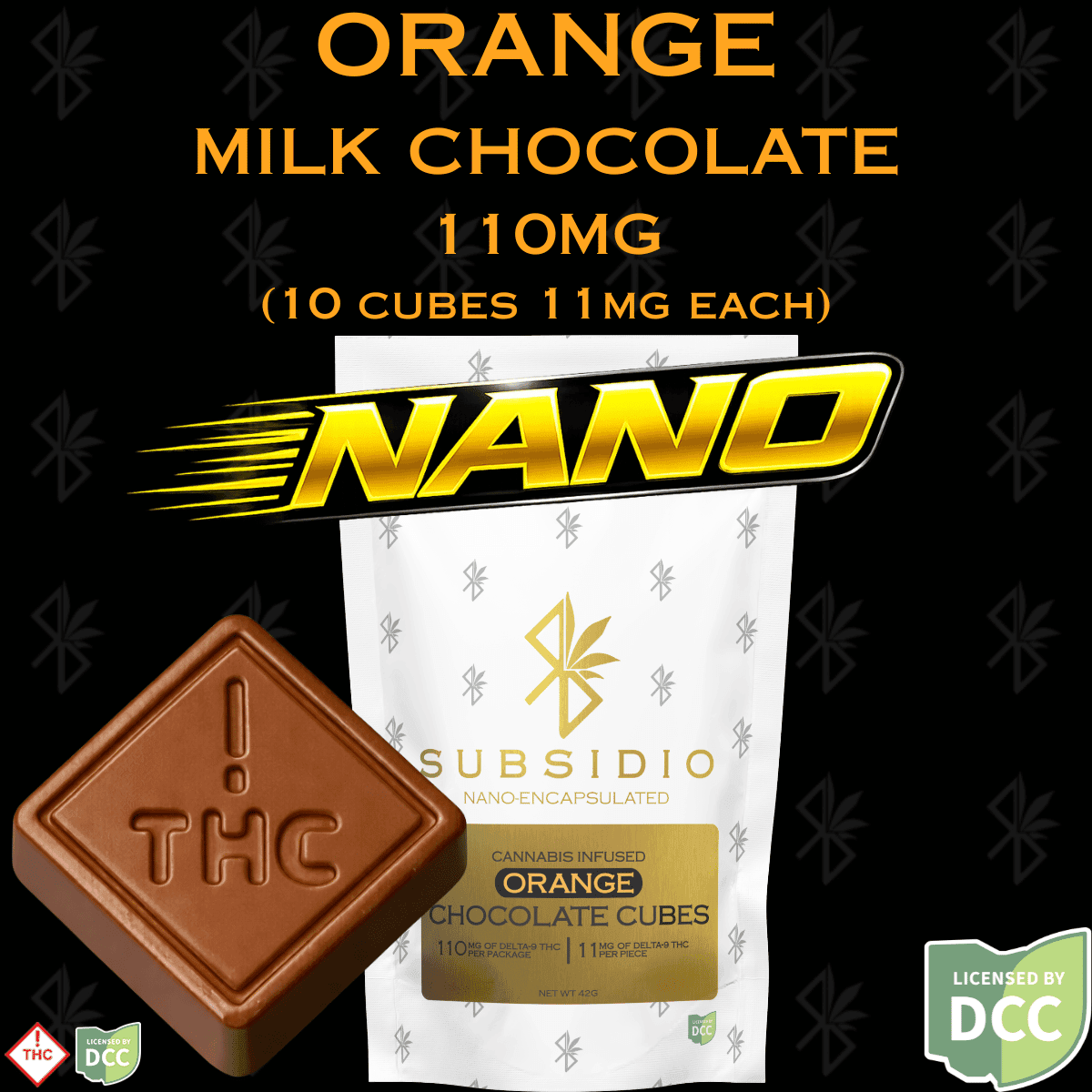 Nano-THC Infused Orange Milk Chocolates | 110mg | 10pk