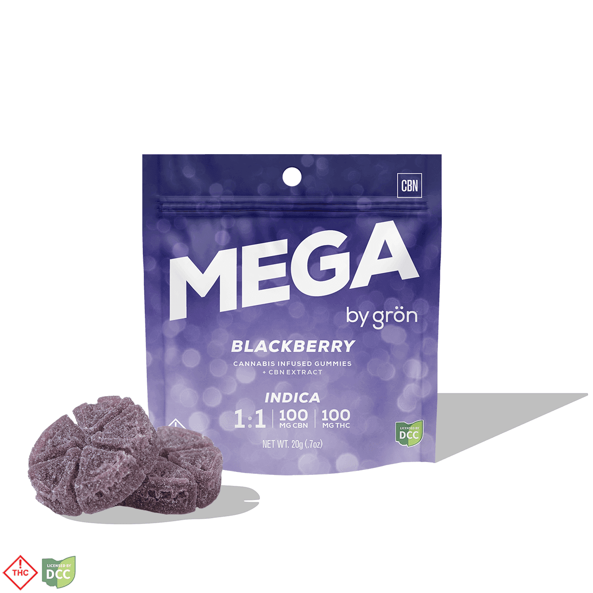 1:1 CBN/THC Blackberry Mega Pearl [2pk, 10 Servings] (100mg CBN/100mg THC)