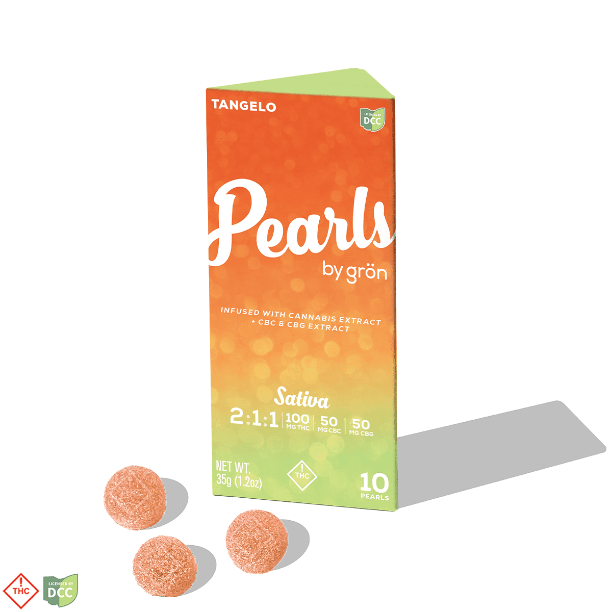 2:1:1 Tangelo Pearls - Sativa (105mg THC/50mg CBC/50mg CBG)