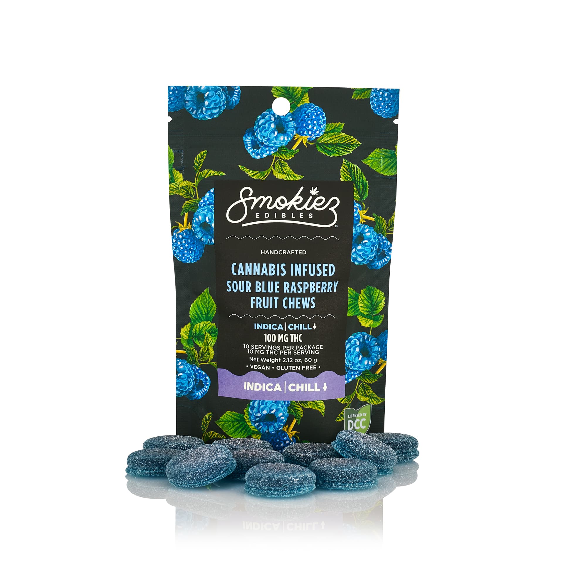 SMOKIEZ - SOUR BLUE RASPBERRY - GUMMIES - [100MG] -  INDICA - 10PK