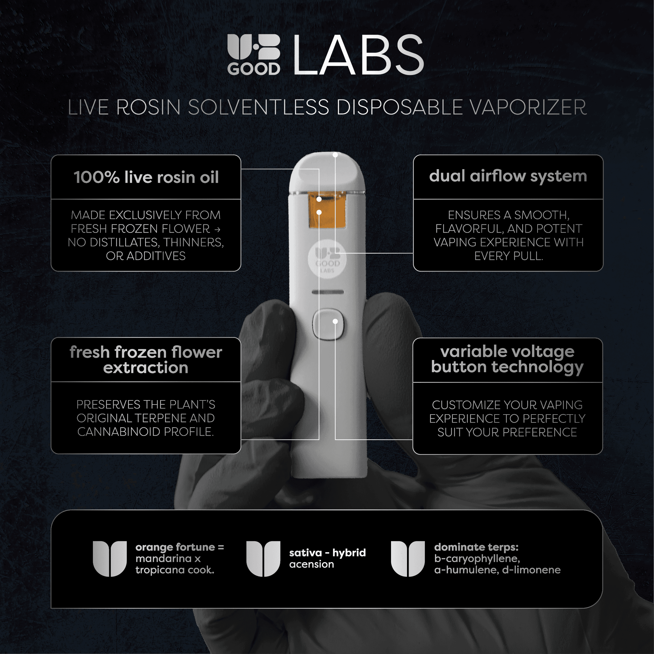 UB GOOD LABS - ORANGE FORTUNE - LIVE ROSIN DISPOSABLE - [0.5G] - HYBRID