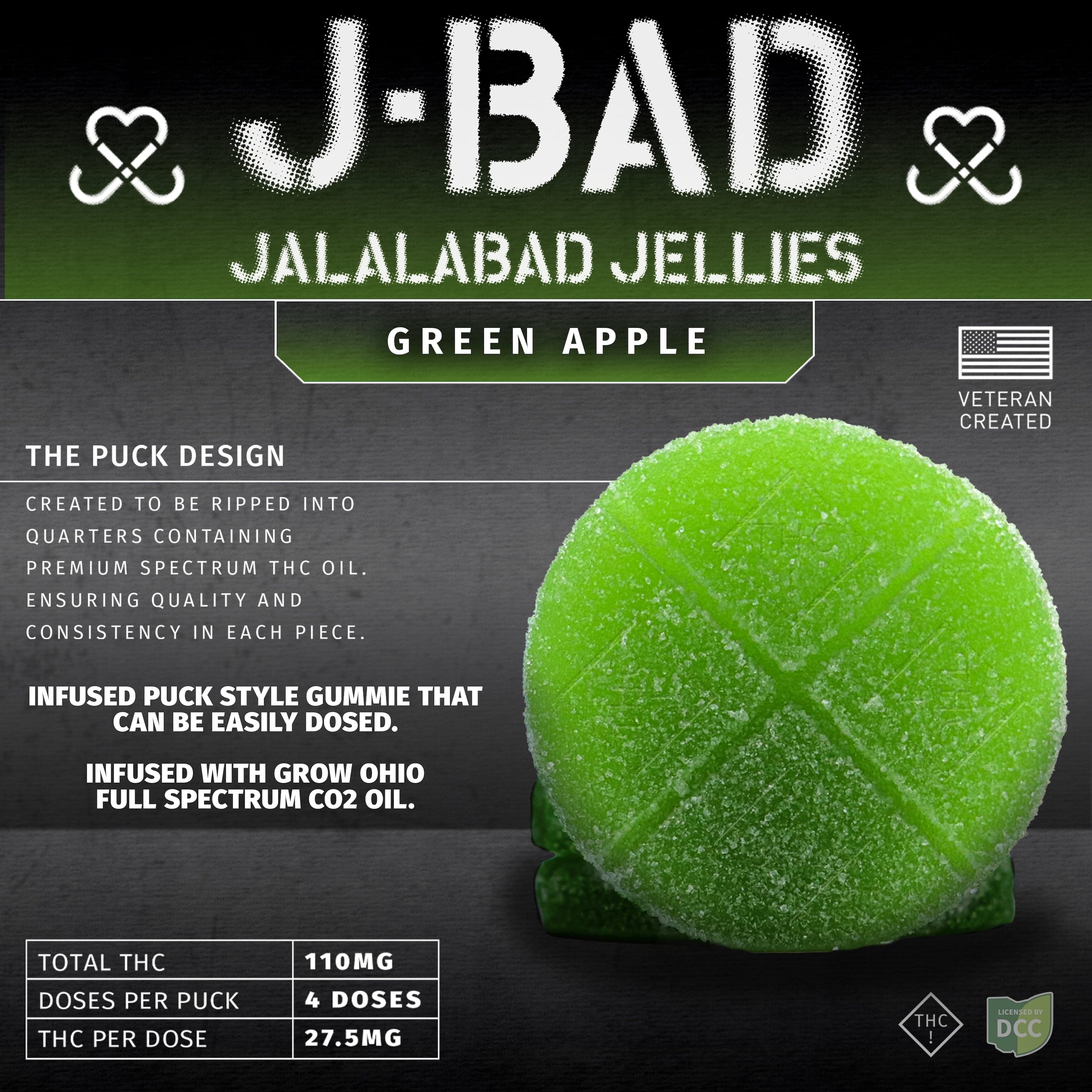 JBAD - GREEN APPLE SOUR - GUMMIES - [110MG] - 4PK