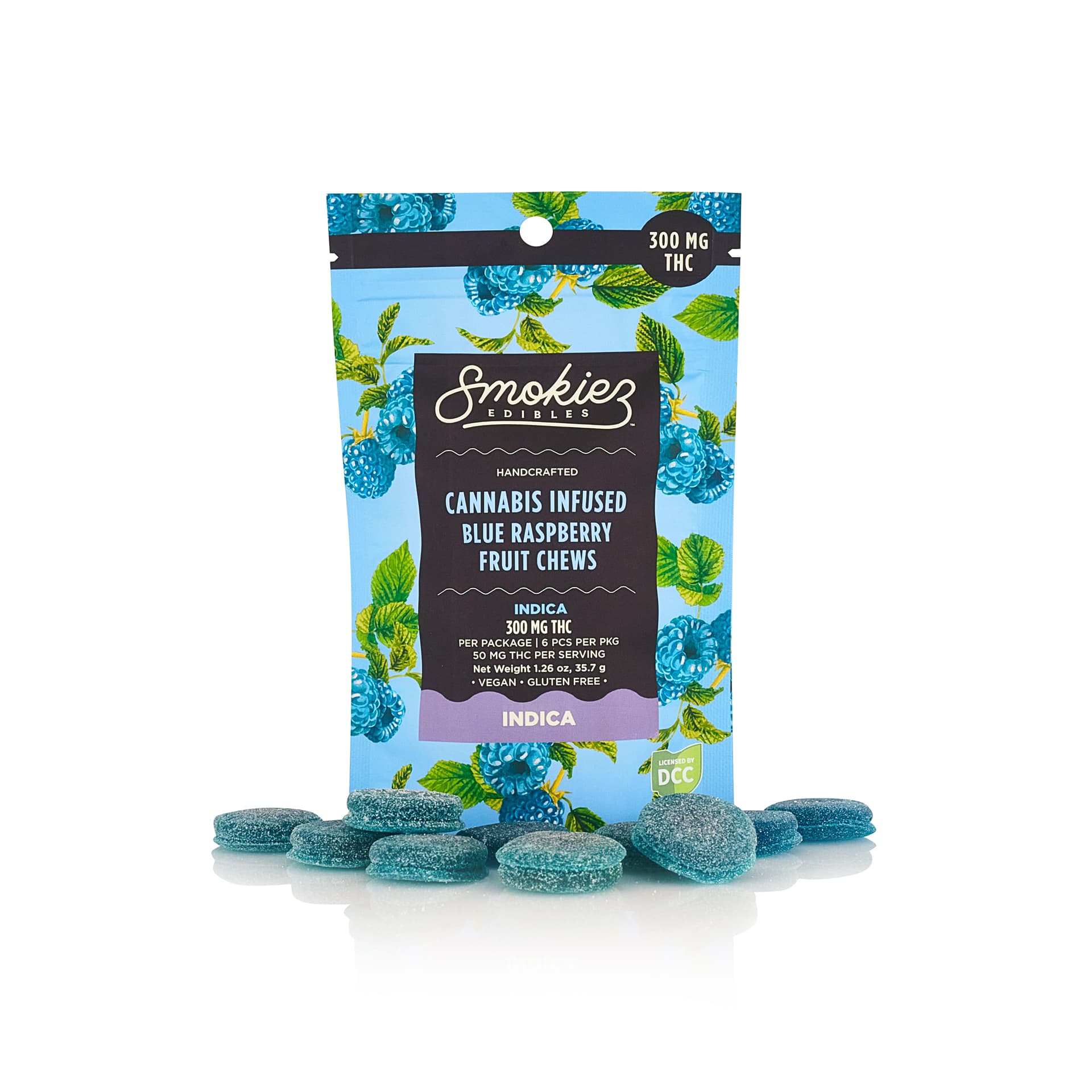 SMOKIEZ - SWEET BLUE RASPBERRY HD - GUMMIES - [300MG] - INDICA - 6PK